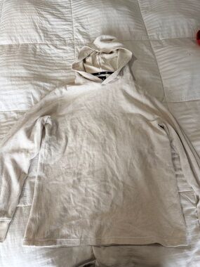 GAP Men's Cream Waffle-Knit Hooded Long Sleeve Shirt